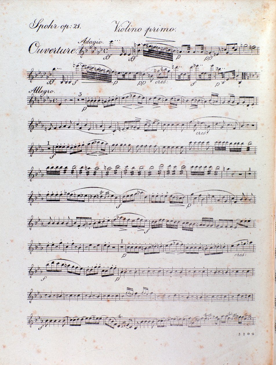Sida med partitur till ouvertyren av Alruna av Louis Spohr av Unknown artist