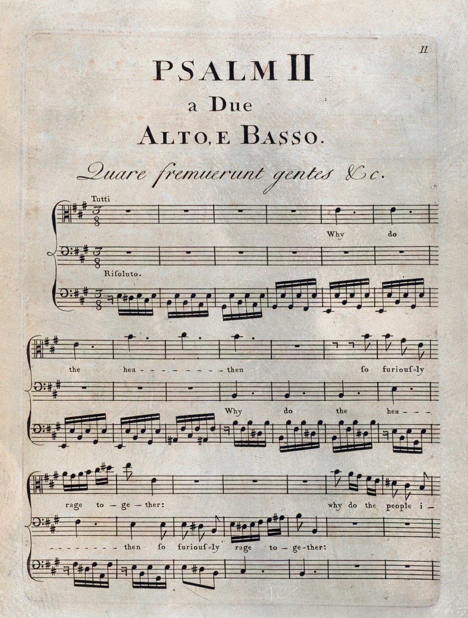 Sida av den andra psalmen i musiken av "" The psalms "" av Benedetto Marcello av Unknown artist