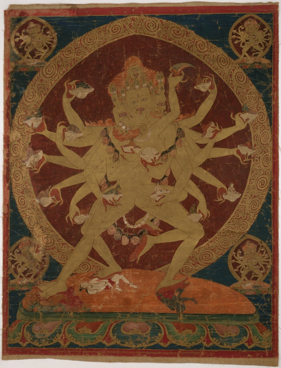Målad banderoll (Thangka) av skallkupa bärande (Kapâladhara) Hevajra av Unknown artist