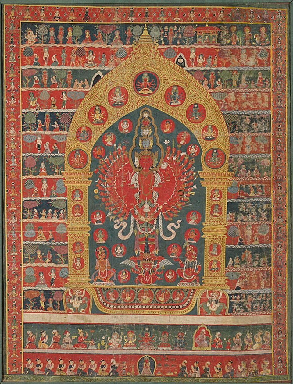 Målad banderoll (Thangka) av Avalokiteshvara-inkarnationen av regnguden Rato Matsyendranatha av Unknown artist