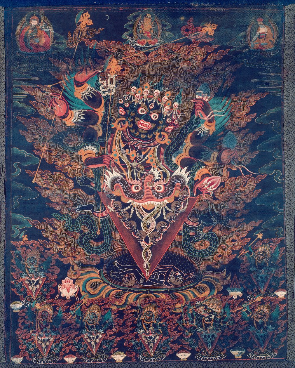 Målad fana (Thangka) med Guru Dragpur, en vredgad form av Padmasambhava av Unknown artist