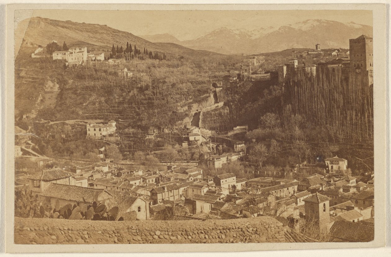 [Panoramautsikt som omger Alhambra] av Unknown artist