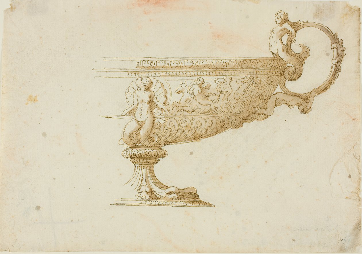 Delvis skiss av en Tazza av Unknown artist