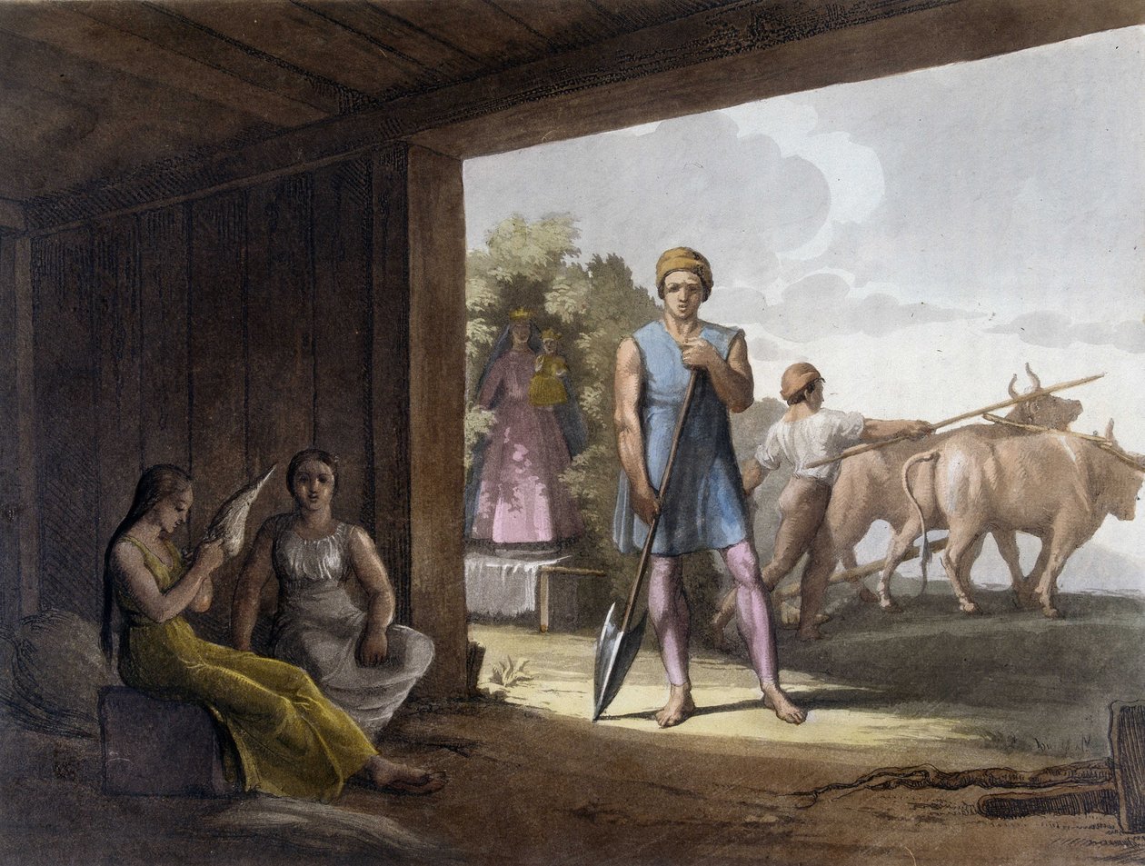 Paternalistisk kolonisering av jesviter med hjälp av Tupi Guaranis-indianernas kunnande i Paraguay. av Unknown artist