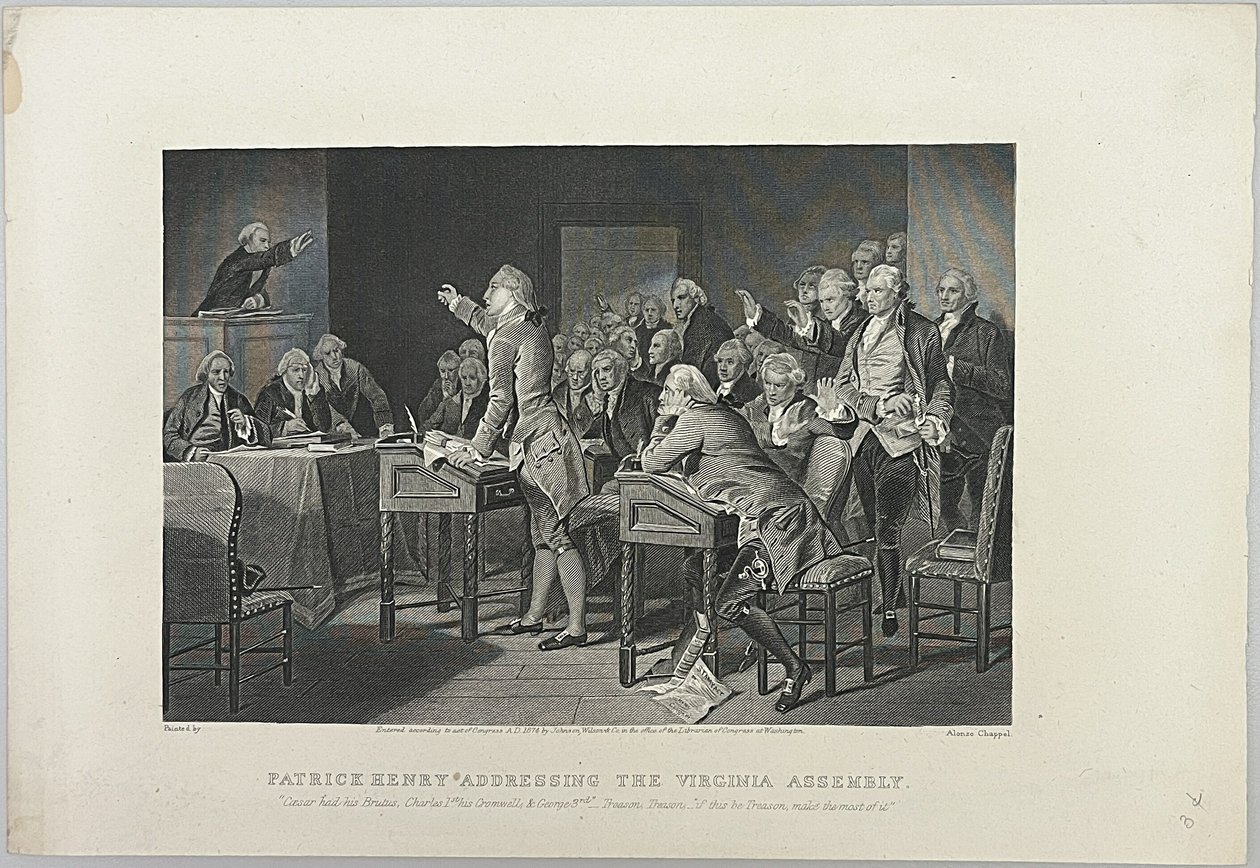Patrick Henry talade inför Virginia Assembly av Unknown artist