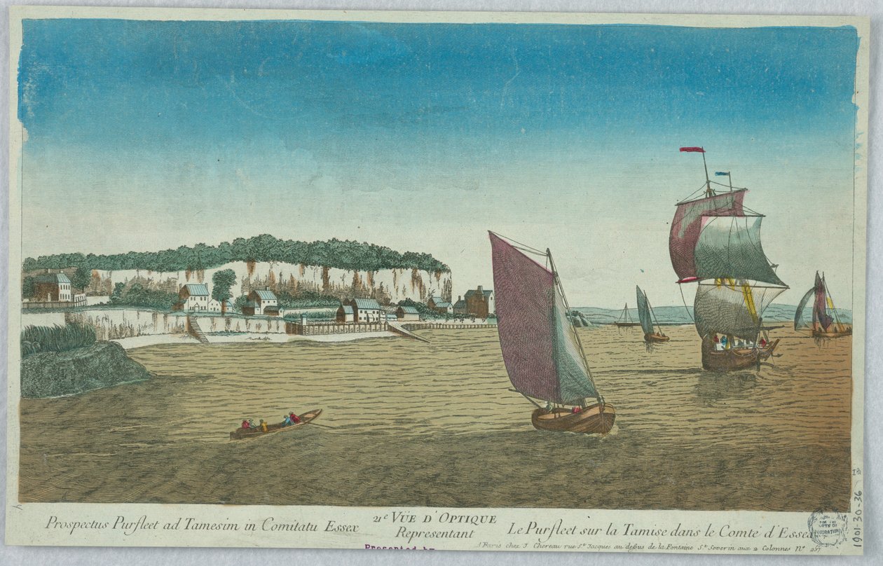 Peepshow, 21st Vue d/Optique Representant Prospectus Purfleet ad Tamesim i Comitatu Essex/The Purfleet på Themsen i grevskapet Essex av Unknown artist