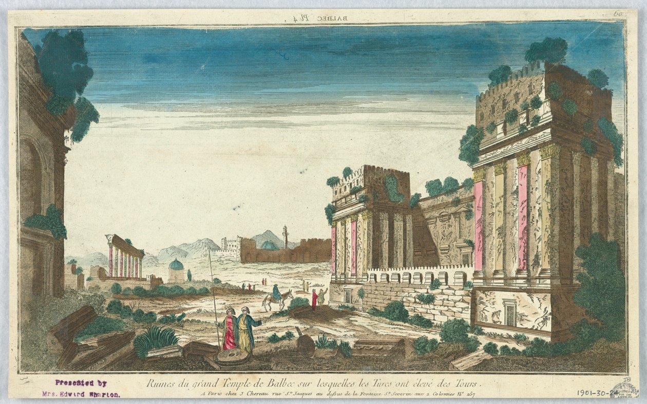 Peep-show, Balbec Pl. 4, Ruinerna av det stora templet i Balbec där turkarna reste tornen, 60 av Unknown artist
