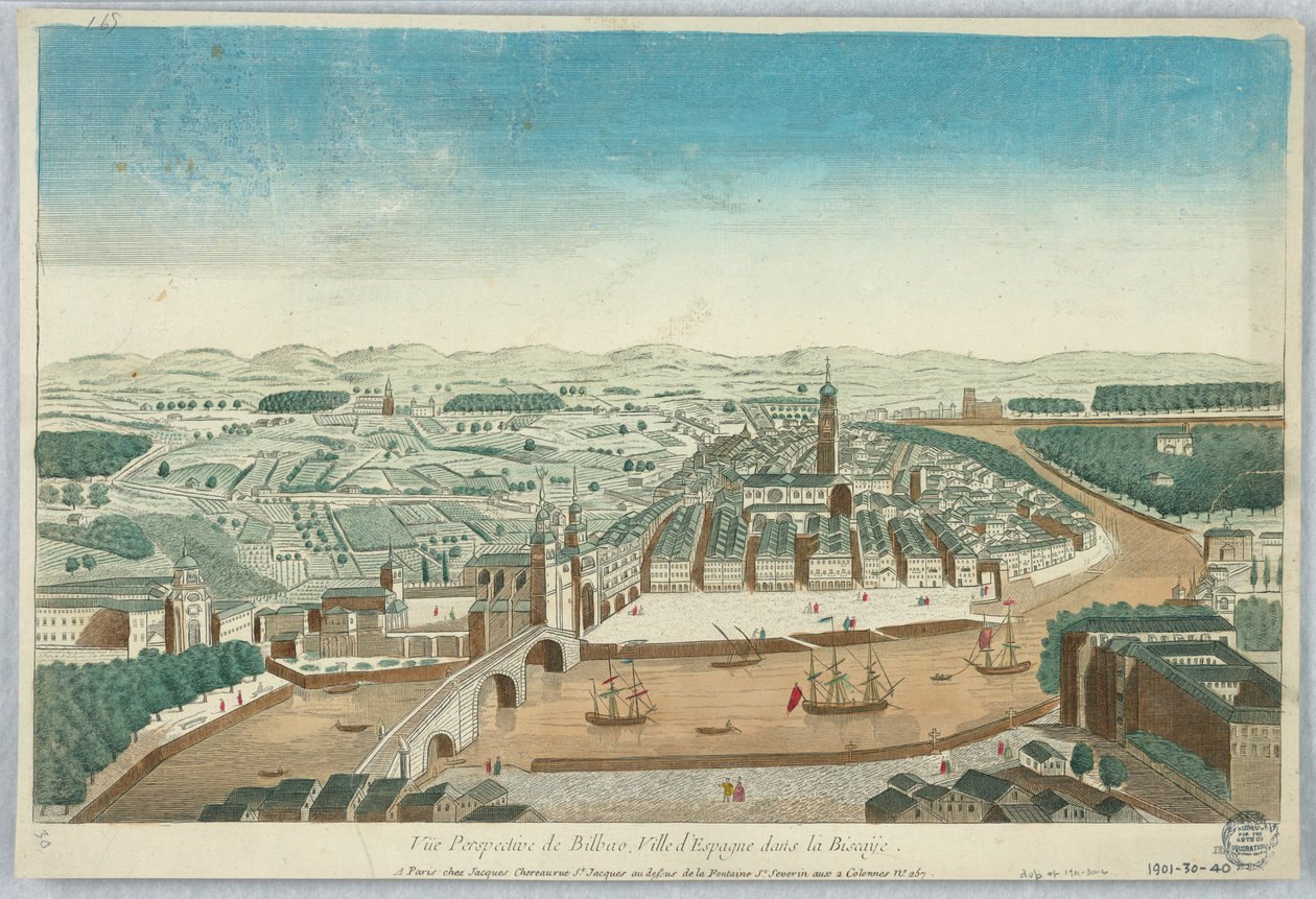Peep-show, perspektivvy över Bilbao, Spaniens stad i Biscaya av Unknown artist
