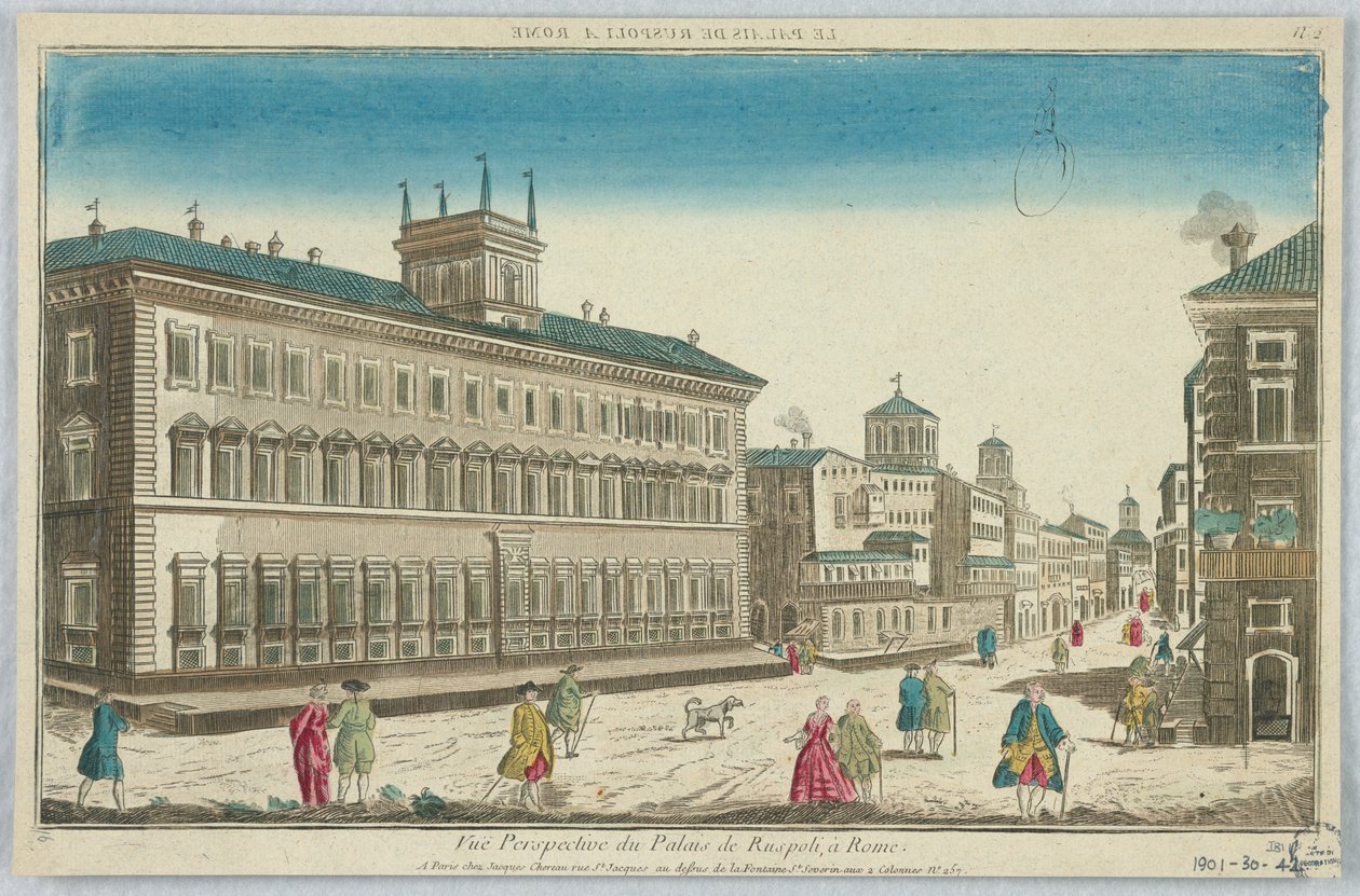 Peep-show, Perspektivvy av Ruspolipalatset, i Rom, nr. 2 av Unknown artist
