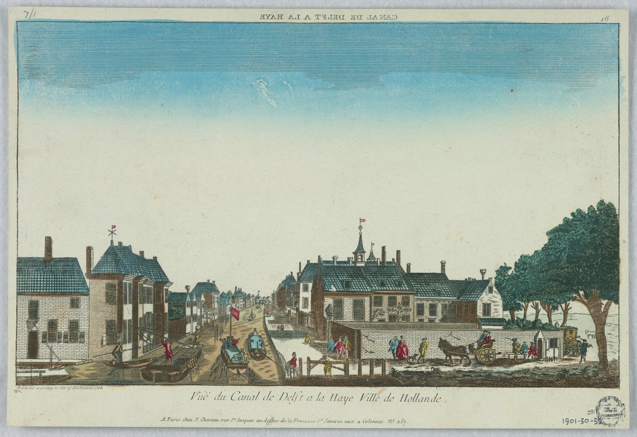 Peep-show, utsikt över Canal de Delft à la Haye Ville de Hollande, 16 av Unknown artist
