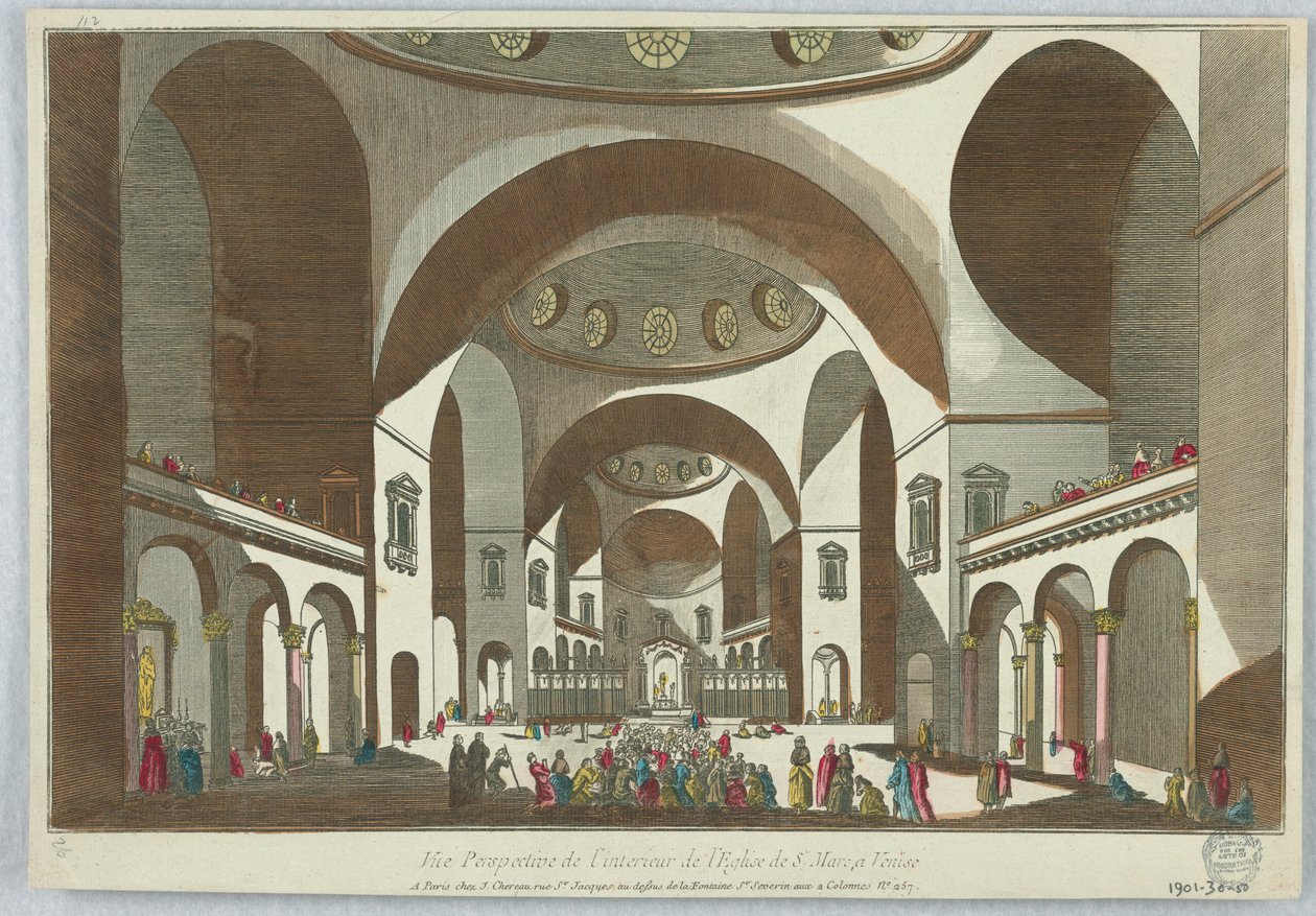 Peep-show, perspektivvy av interiören av St. Markuskyrkan, i Venedig av Unknown artist