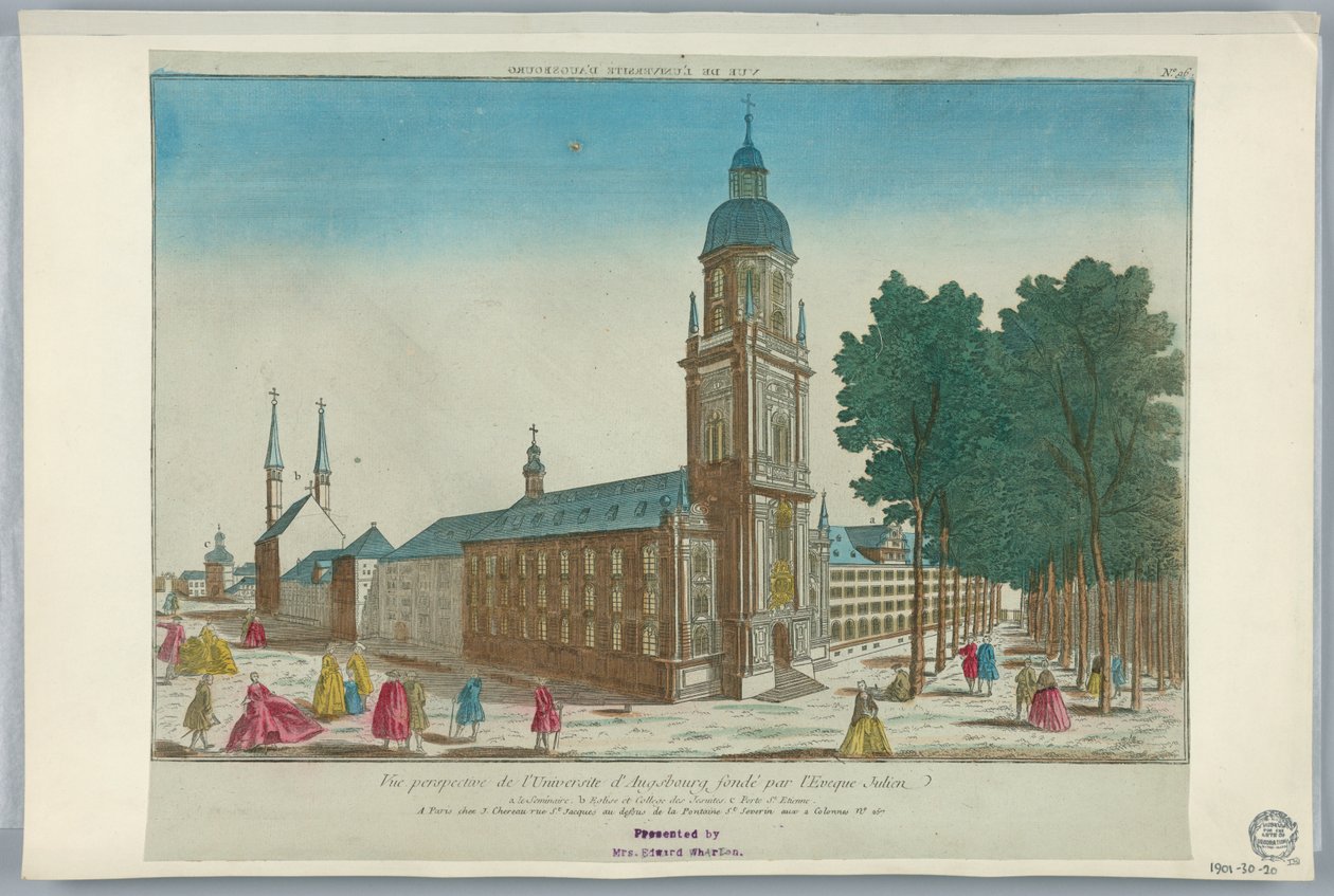 Peep-show, Perspective View of University of Augsburg grundad av biskop Julien, nr 96 av Unknown artist