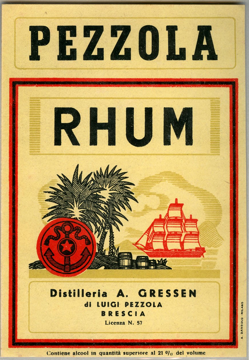 Pezzola rom alkoholreklam (kromolitografi sent 1800-tal) av Unknown artist