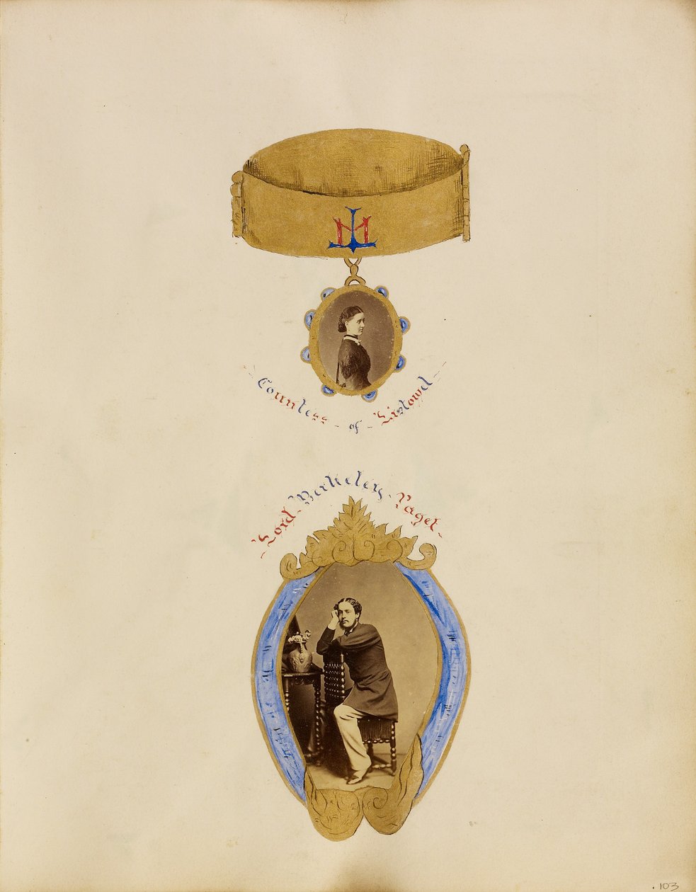 [Fotokollage med porträtt av grevinnan av Listowel och Lord Berkeley Paget] av Unknown artist