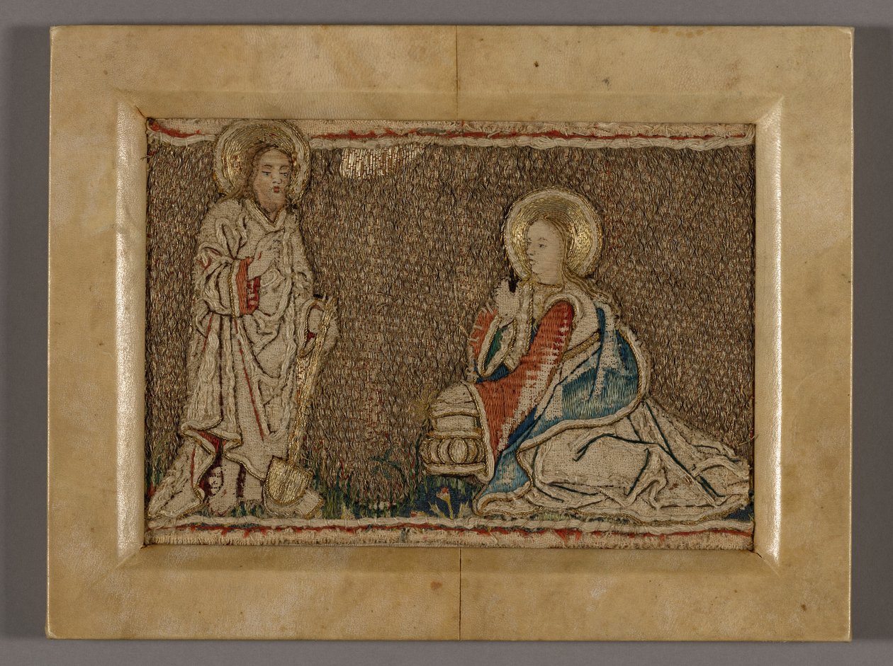 Bild (troligen från ett Orphrey Band föreställande Kristus framför Maria Magdalena) av Unknown artist
