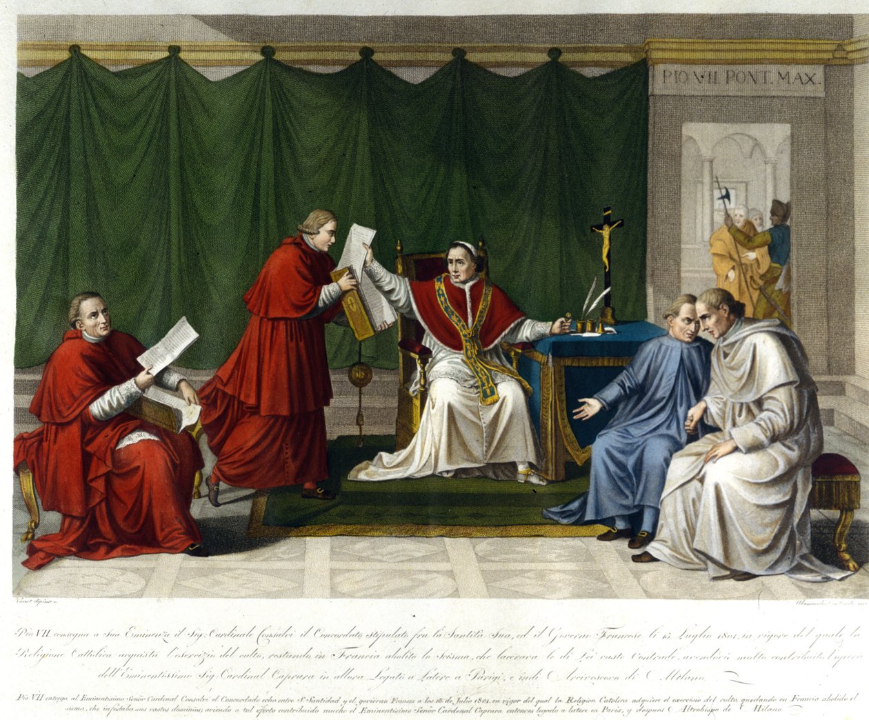 Pius VII (1742 - 1823) skrev till kardinal Consalvi Konkordatet mellan Heliga stolen och Frankrike den 15 juli av Unknown artist