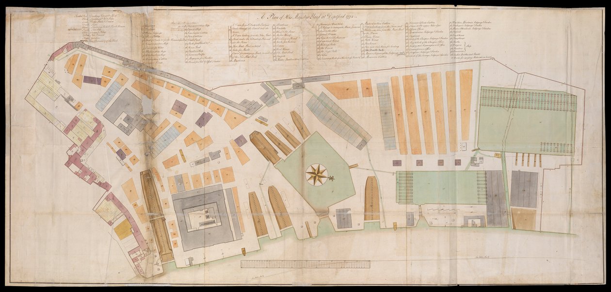Plan över Deptford Dockyard av Unknown artist