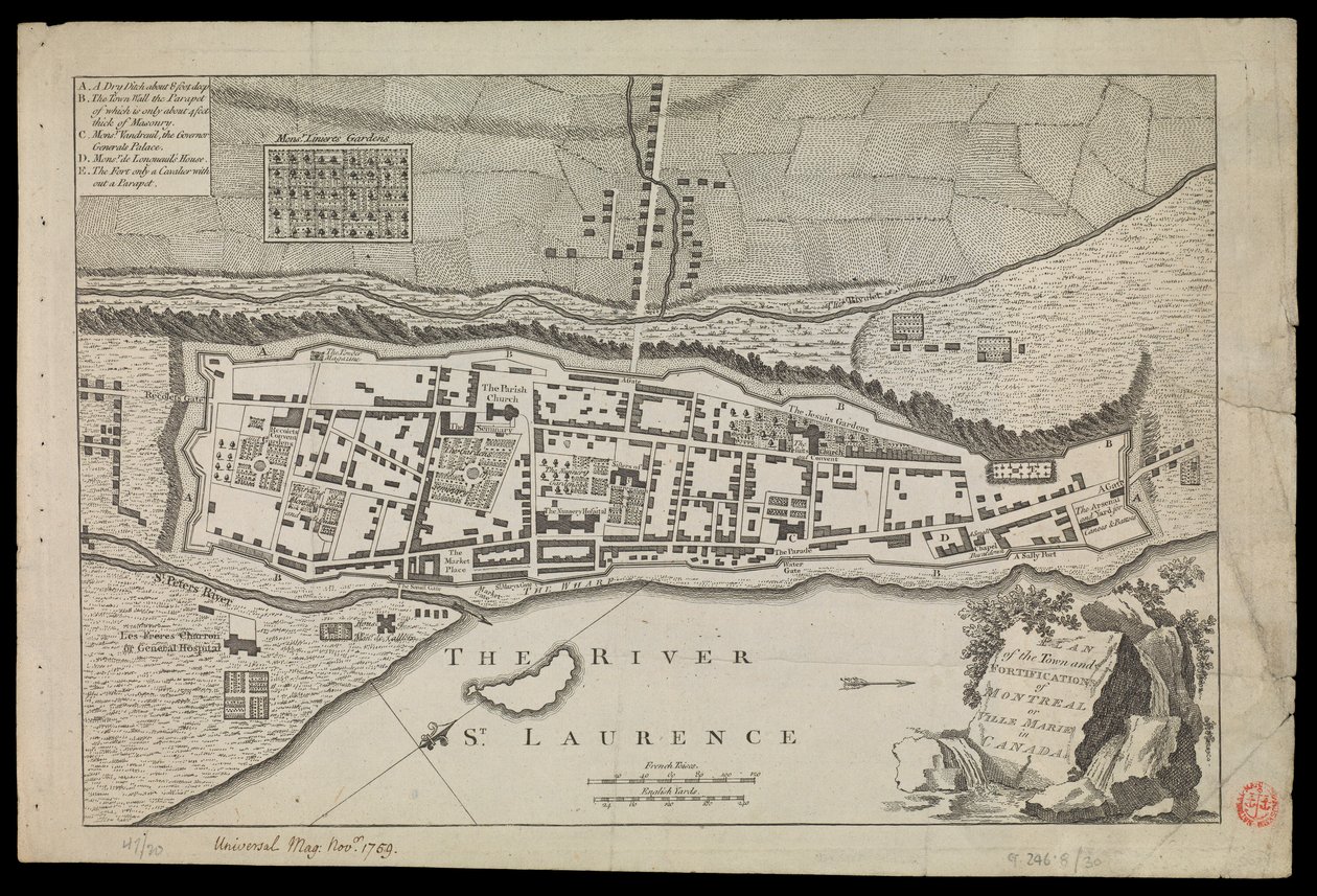 Plan över staden och befästningarna i Montral eller Villa Marie i Kanada av Unknown artist