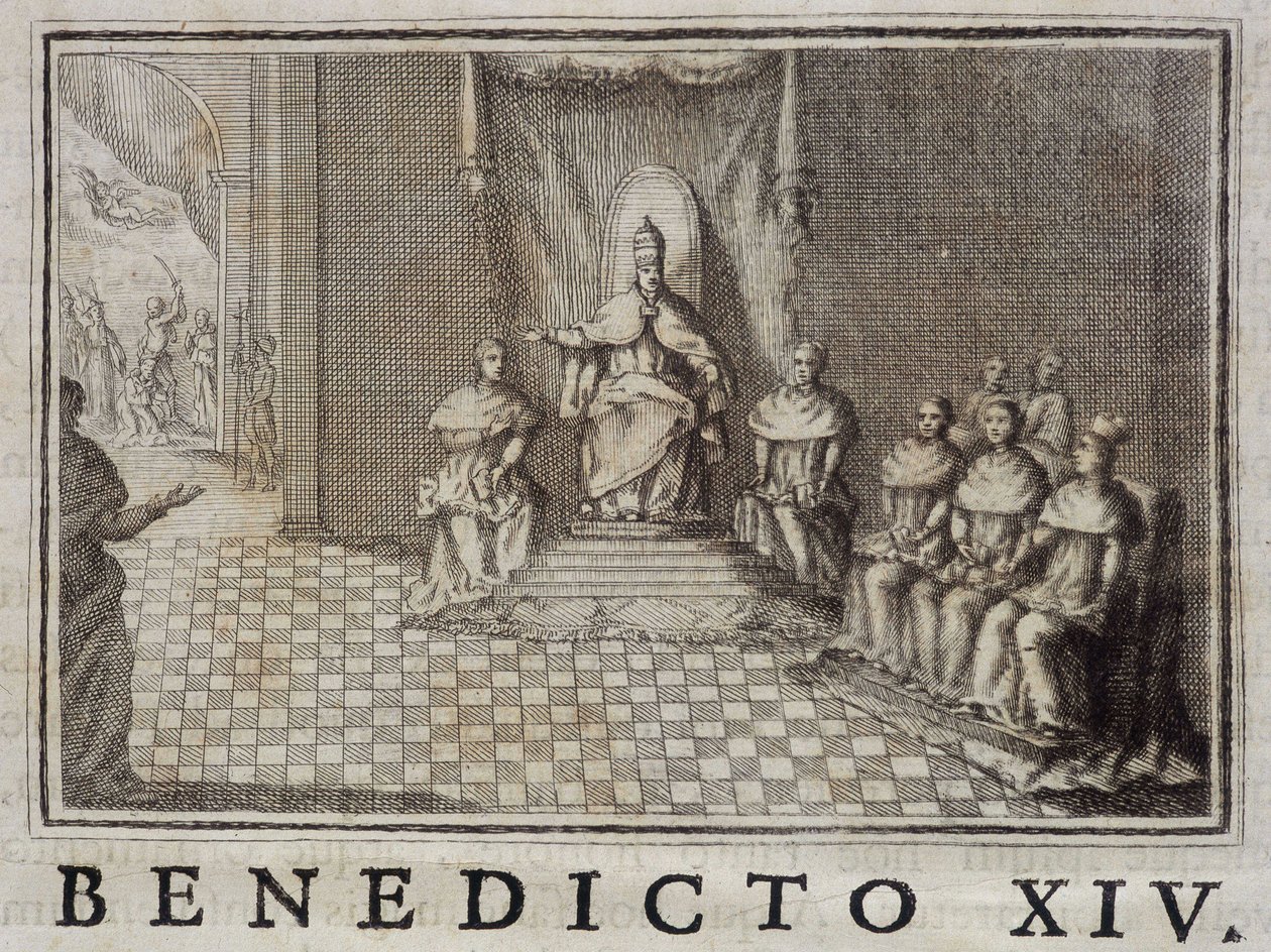 Påve Benedictus XIV (1740-1758) i "" Annals of the Order of Preachers"" av Thomas-Mary Mamachi, Rom av Unknown artist