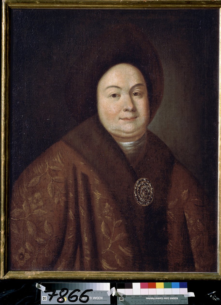 Porträtt av tsarinan Eudoxia Feodorovna Lopukhina (1669-1731), hustru till Peter I av Ryssland (Porträtt av tsarinan Evdokiya Feodorovna Lopukhina, hustru till tsar Peter I av Ryssland). Anonym målning. Olja på duk, 80 x 63 cm, tidigt 1700-tal. st av Unknown artist