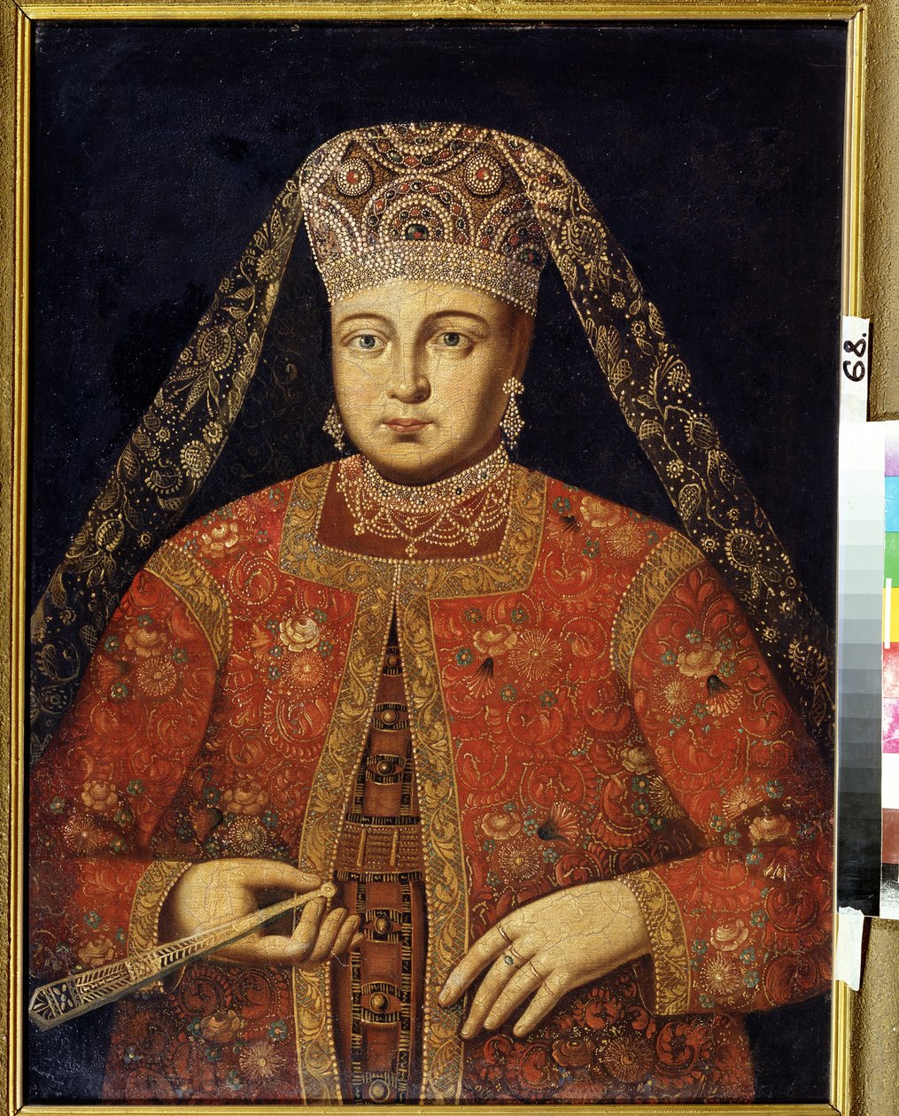 Portrait de la tsarine Marfa Matveyevna (1664-1715) (Porträtt av tsarina Marfa Matveyevna). Peinture anonyme, 79 x 60 cm, debut 18e siecle. M. Tuganov konstmuseum i Nordossetien, Vladikavkas (ryska). av Unknown artist