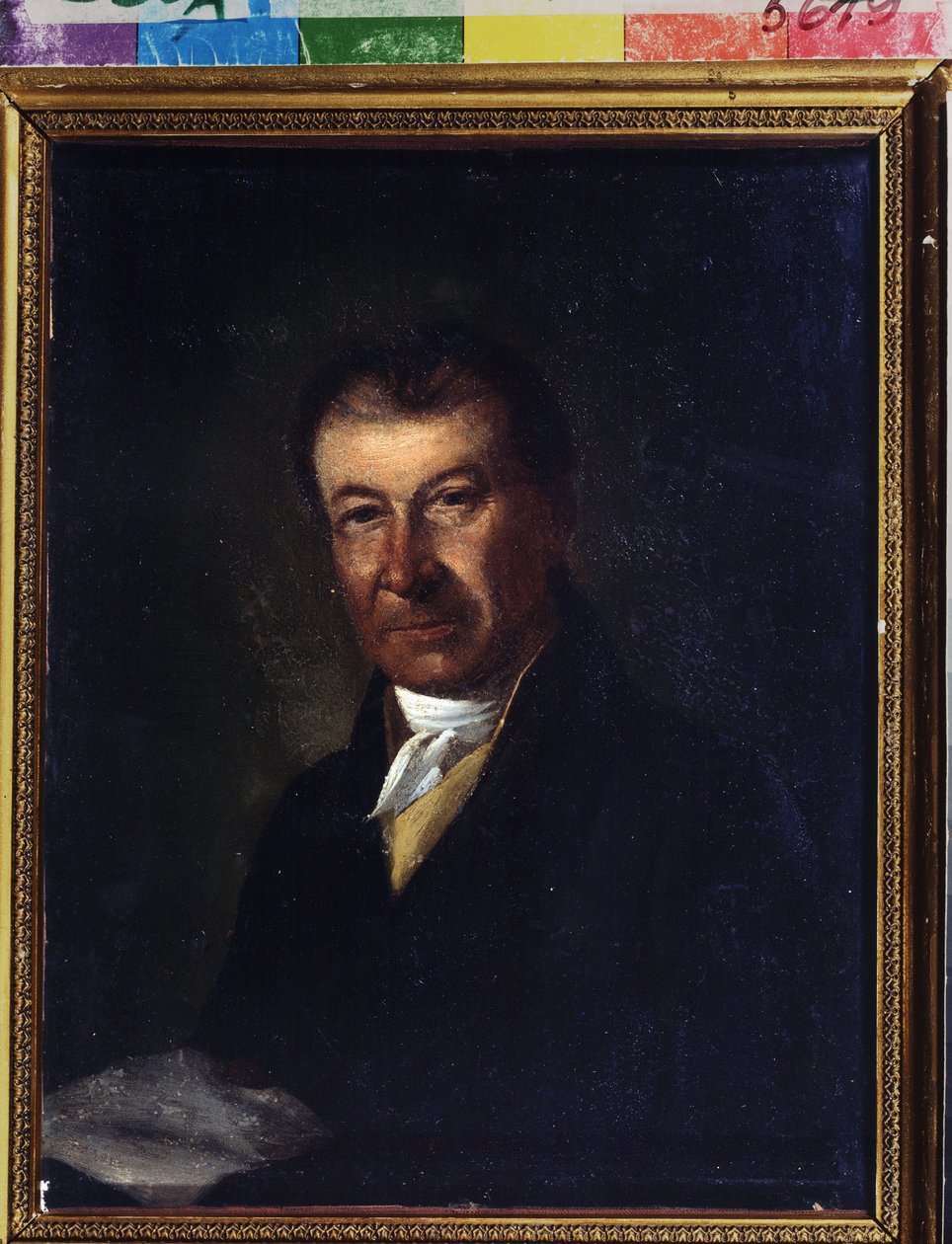 Porträtt av kompositören Dmitrij Bortniansky (1751-1825) (Porträtt av kompositören Dmitrij Bortninansky). Anonym målning. Olja på duk, 26,3 x 20,7 cm, sent 1700-tal. Klassicism. State Central A. Bakhrushin Theatre Museum, Moskva. av Unknown artist