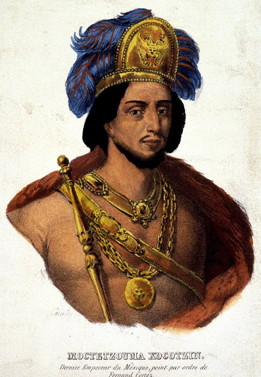 Porträtt i byst av Moctezuma (eller Montezuma), Mexikos sista kejsare - sjuk. 1800-talet e.Kr. dok. 1500-talet. av Unknown artist