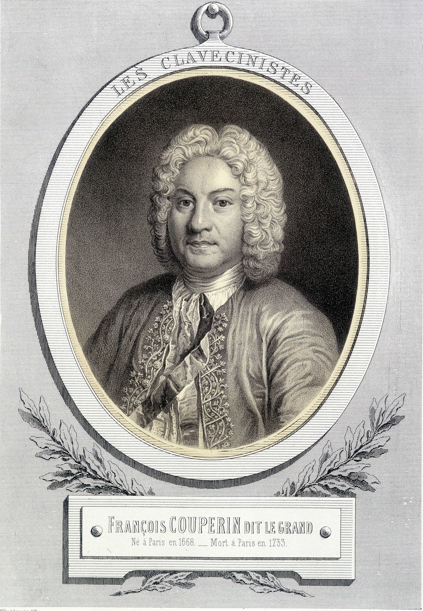 Porträtt i medaljong av François Couperin dit Le Grand, n.d. 19:e s. av Unknown artist