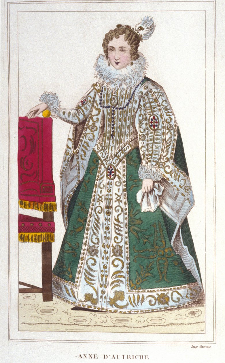 Porträtt av Anne av Österrike (1601-1666). Gravyr från 1830 av Unknown artist