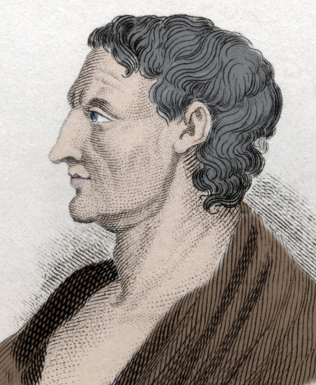 Porträtt av Aristoteles känd som stagiriten, på grekiska Aristoteles grekisk filosof (384 f.Kr. till 322 f.Kr.). Gravyr av 1800-talet. av Unknown artist