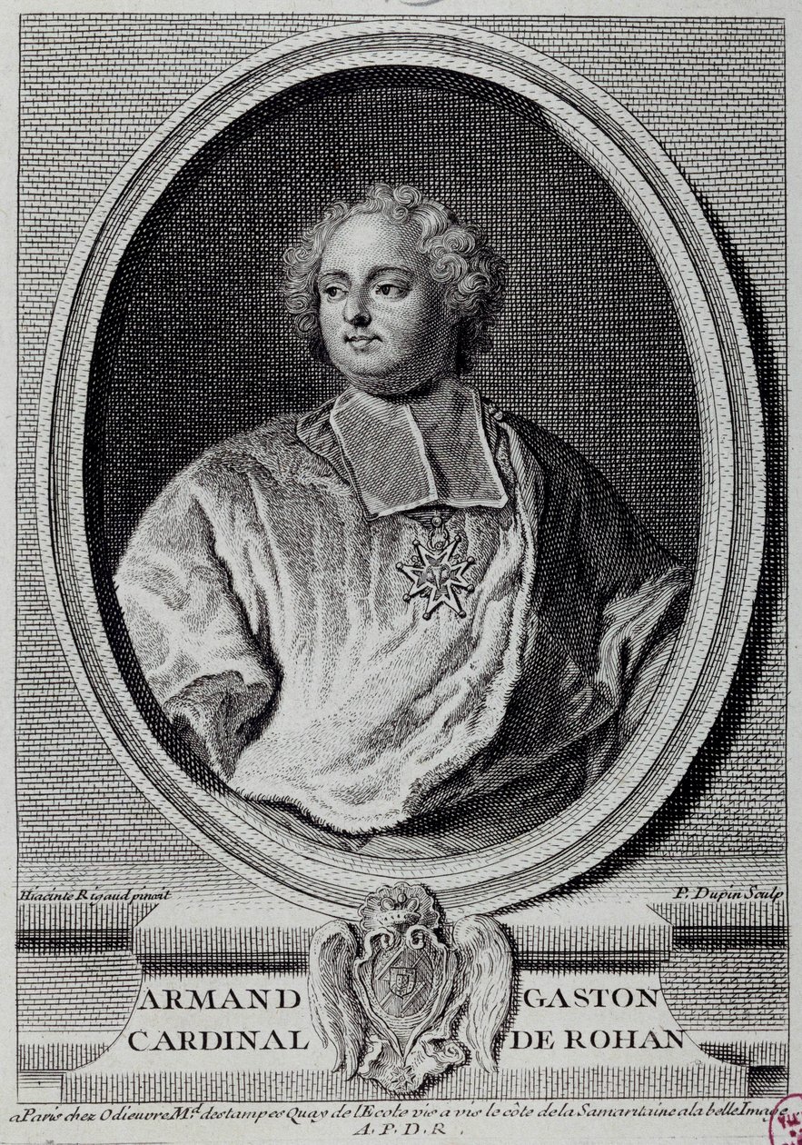 Porträtt av Armand Gaston Maximilien, kardinal de Rohan (1674-1749) Gravyr av 1700-talets Paris, Musee Carnavalet av Unknown artist