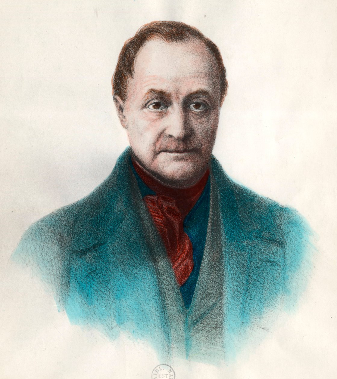 Porträtt av Auguste Comte (1798 - 1857), fransk filosof. Gravyr av 1800-talet. Privat samling. av Unknown artist