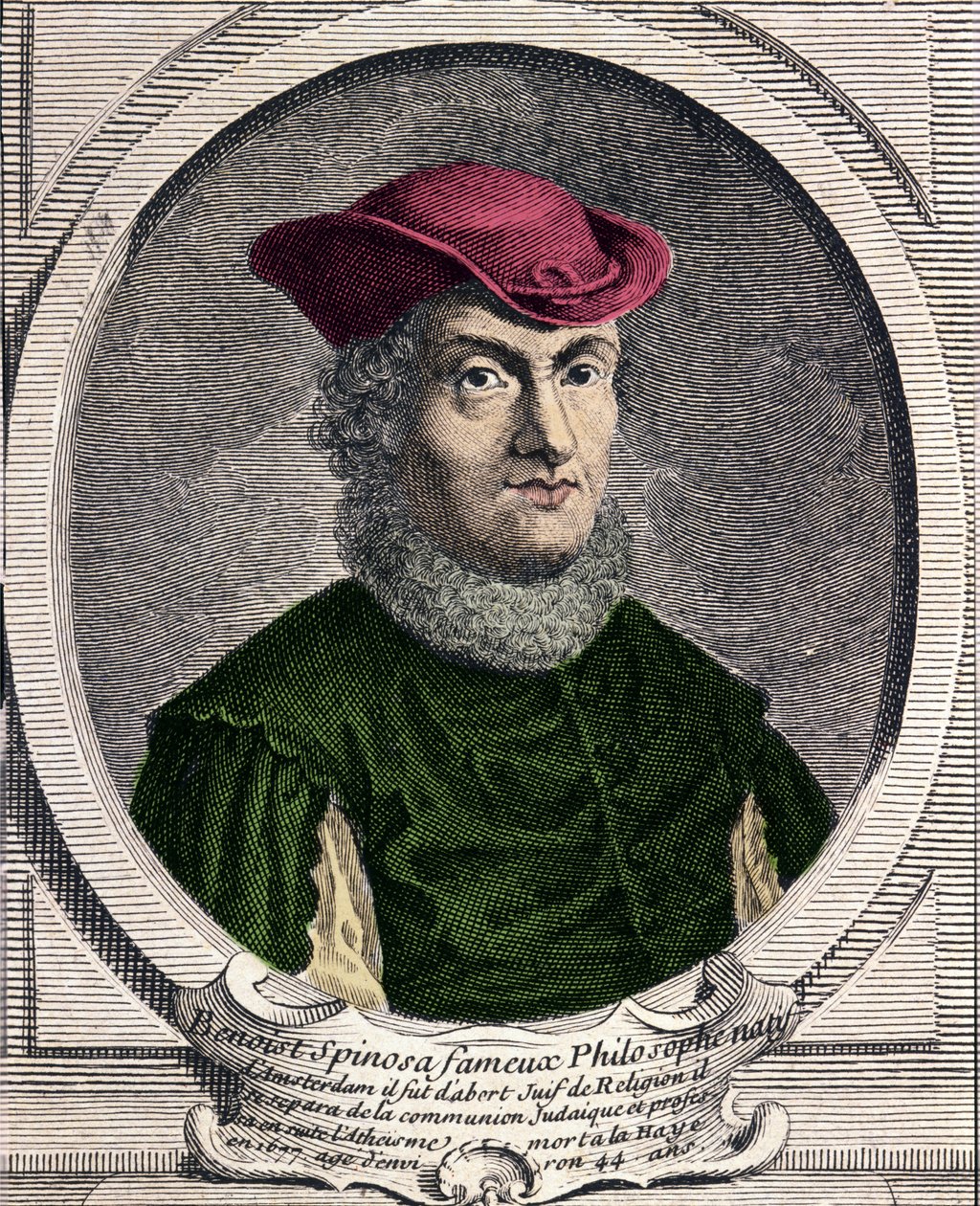 Porträtt av Baruch Spinoza (1632-1677), holländsk filosof. Även känd som Bento de Espinosa eller Benedictus de Spinoza eller Benoit de Spinoza. Gravyr av 1700-talet av Unknown artist