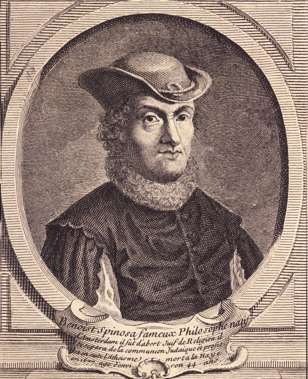 Porträtt av Baruch Spinoza (1632-1677), holländsk filosof, även känd som Bento de Espinosa eller Benedictus de Spinoza eller Benoit de Spinoza. Gravyr av 1700-talet. av Unknown artist