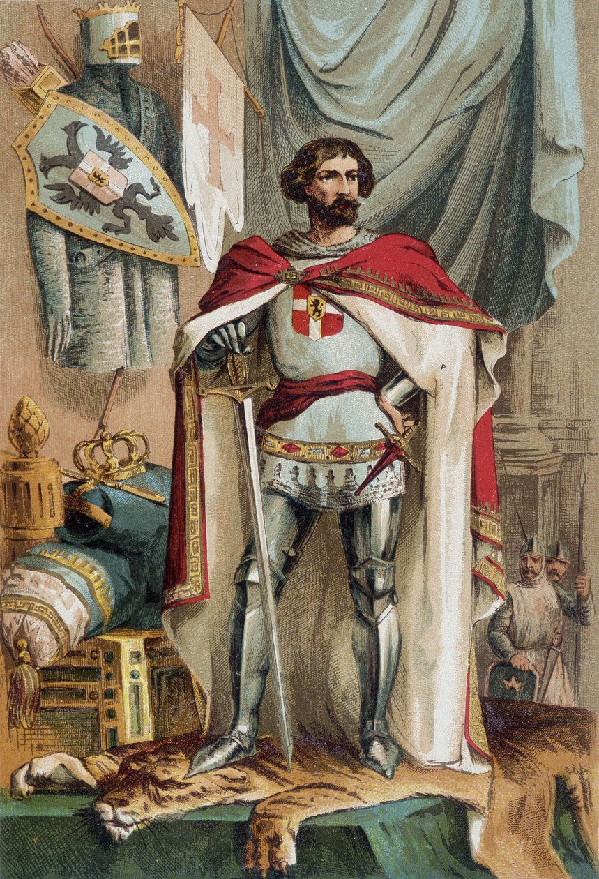 Porträtt av Baudouin I, latinsk kejsare av Orienten (1171-1206), blev kejsare av Konstantinopel genom att delta i det fjärde korståget. Aussie känd som Baudouin IX av Flandern (eller Baudouin VI av Hainaut) av Unknown artist