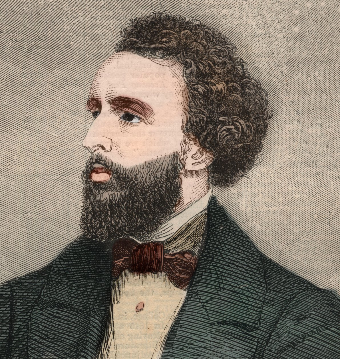 Porträtt av Bayard Taylor (1825-1878), amerikansk poet. Gravyr i "" The illustrated London News "" av 23 januari 1858. av Unknown artist