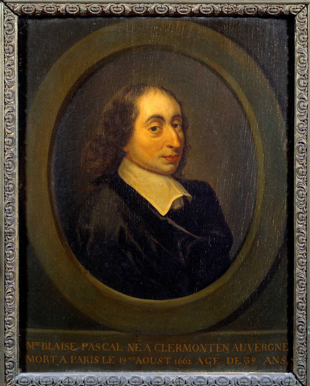 Porträtt av Blaise Pascal (1623-1662), fransk fysiker, matematiker och författare. Anonym målning. Port Royal, Musee Des Granges av Unknown artist