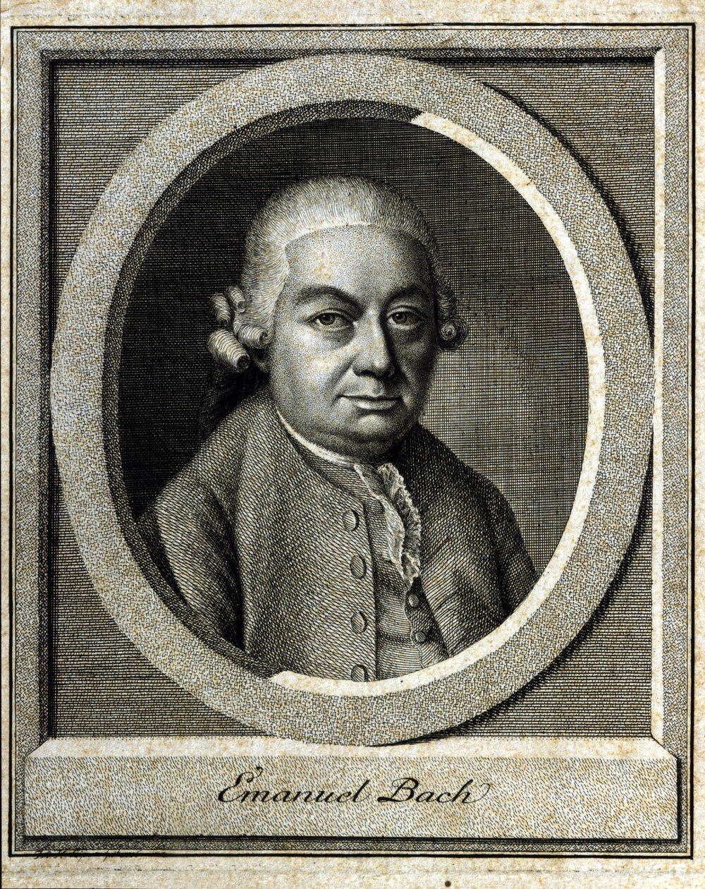 Porträtt av Carl Philipp Emanuel Bach kallad Bach av Berlin och Hamburg Femte barnet till John Sebastian Bach (Johann Sebastian Bach av Unknown artist