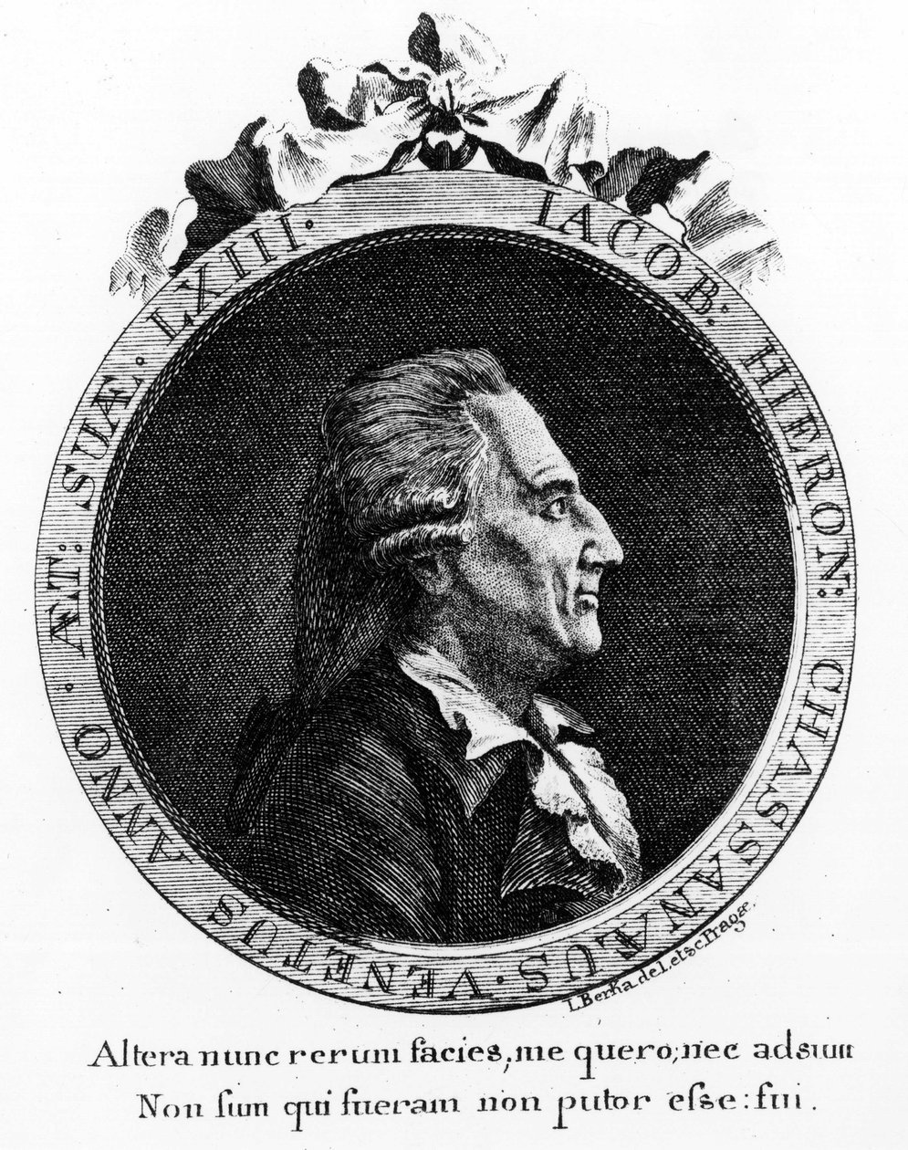 Porträtt av Casanova (1725 - 1798) - porträtt i frontispice, i ""Historia om min flykt från fängelserna i Republiken Venedig"", skrivet till Dux i Böhmen av Unknown artist