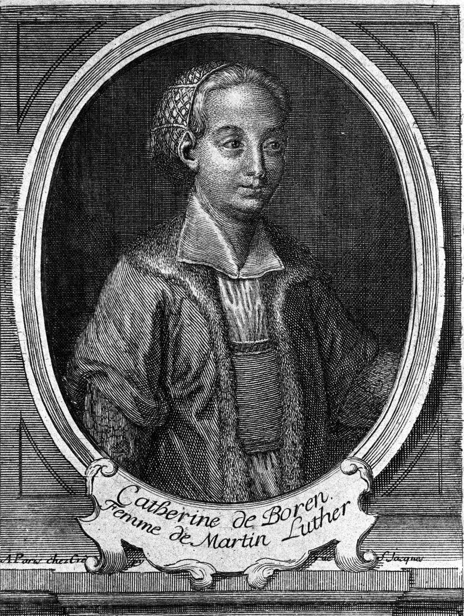 Porträtt av Catherine de Bore (Katharina von Bora) (1499-1552), hustru till Martin Luther. Gravyr av 1700-talet. av Unknown artist