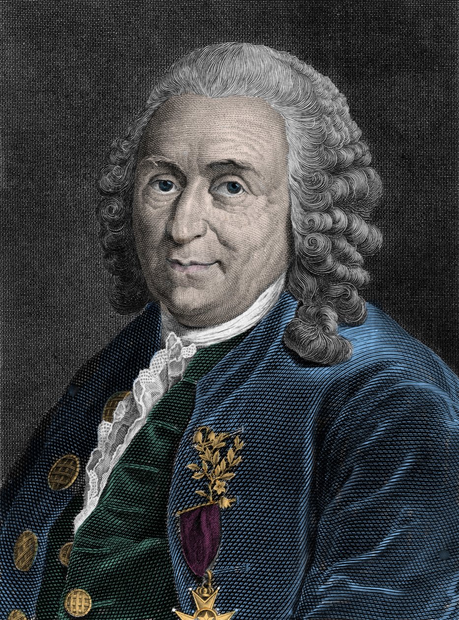 Porträtt av Charles Linne (Carl von Linne, Linneus 1707-1778), svensk naturforskare. Gravyr av 1800-talet. av Unknown artist