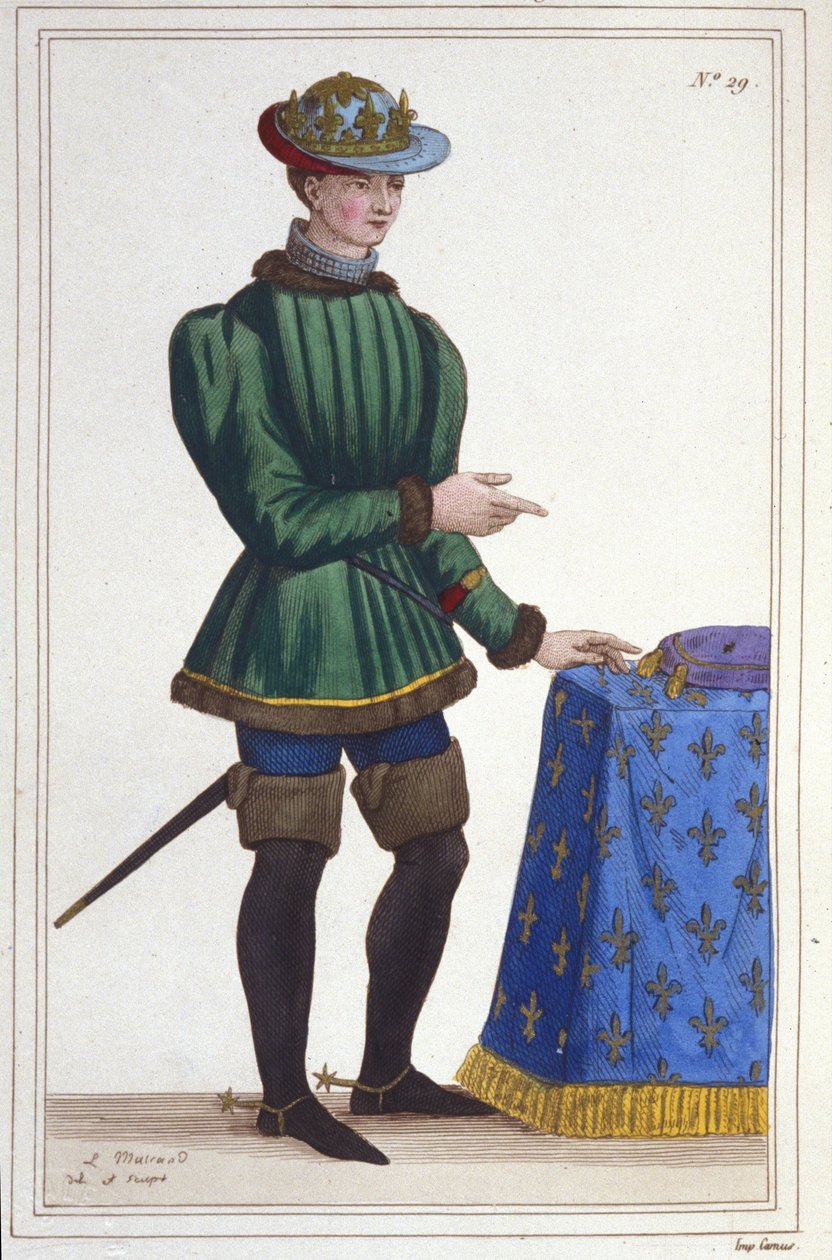 Porträtt av Karl VII (1403 - 1461), kung av Frankrike, gravyr från 1830 av Unknown artist