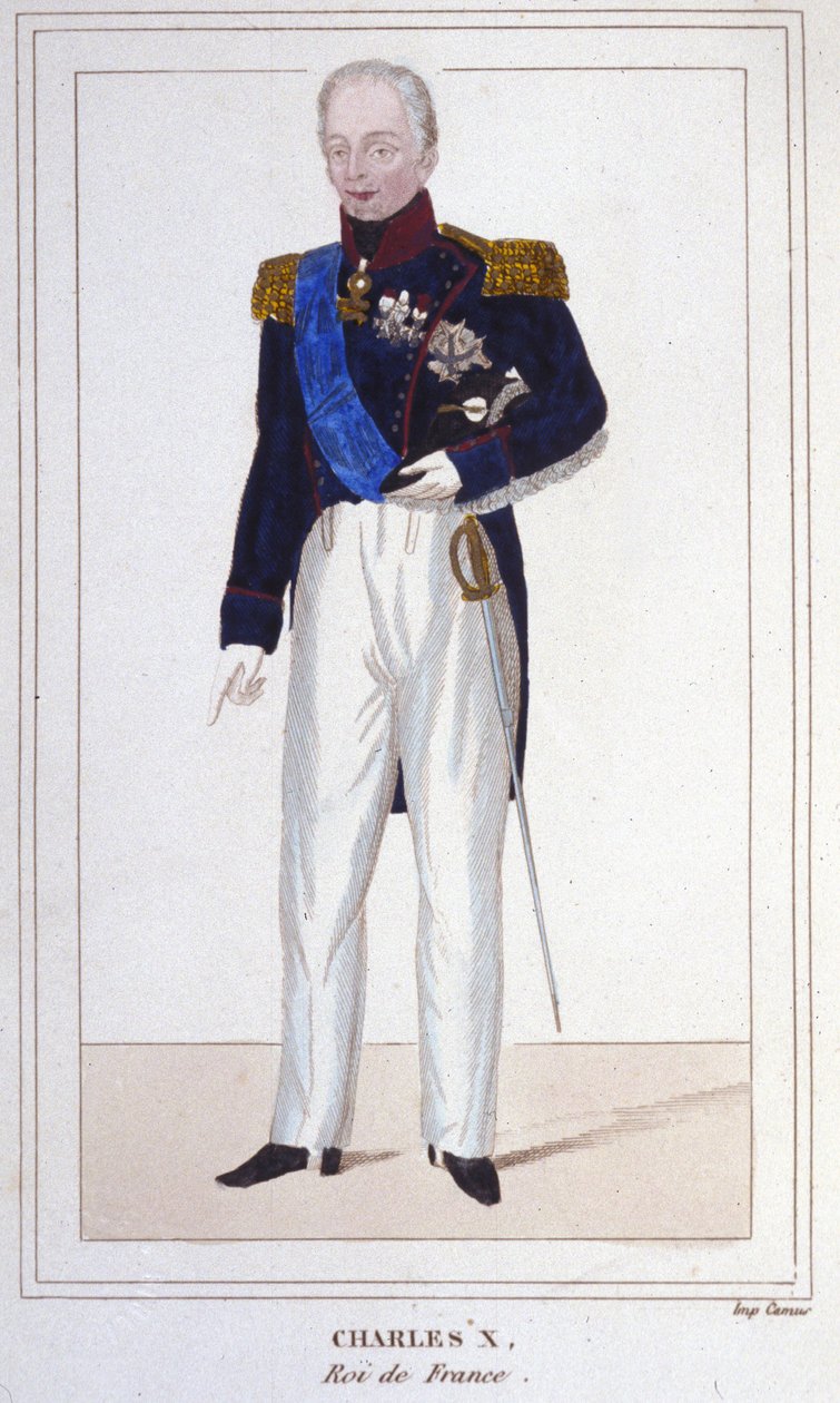 Porträtt av Karl X, kung av Frankrike (1757 - 1836) gravyr från 1830 av Unknown artist