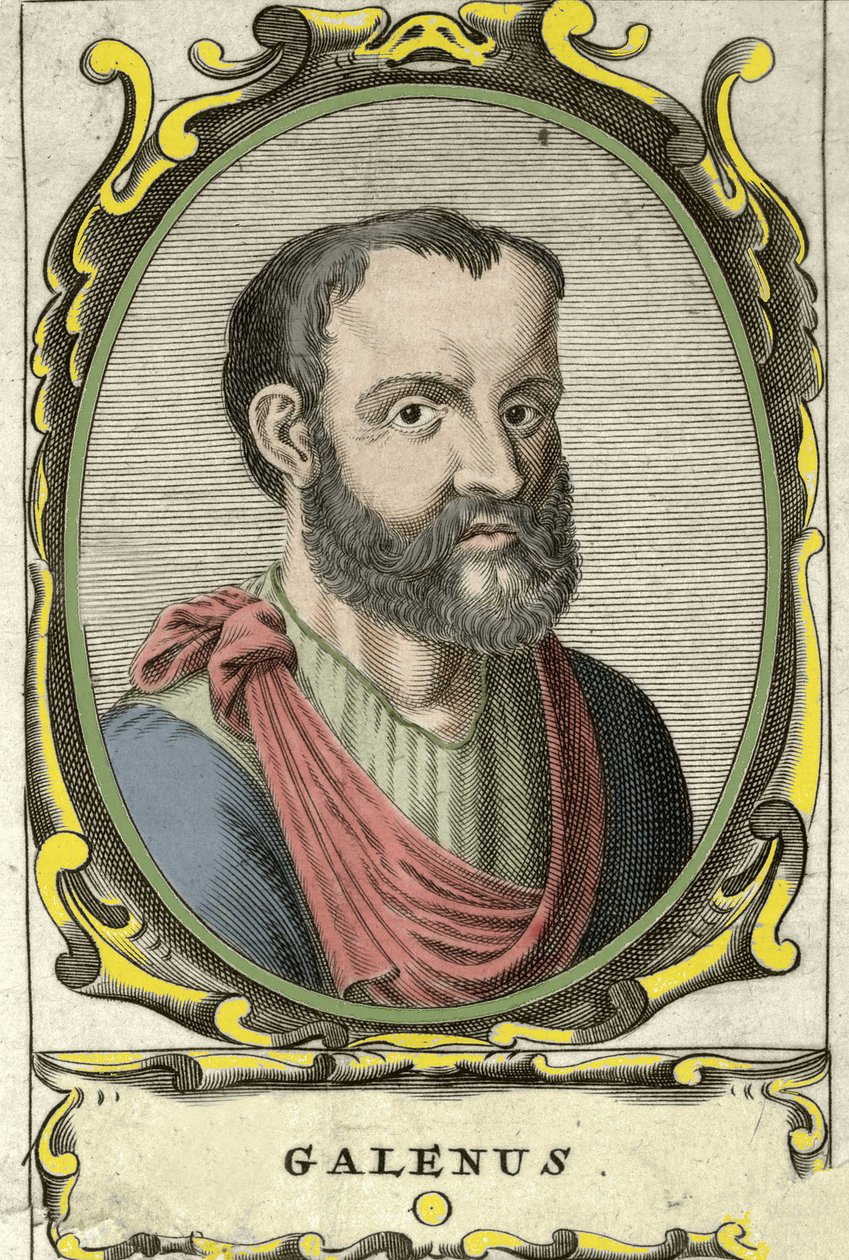 Porträtt av Claude Galien (Claudio Galeno eller Claudius Galenus eller Galenus, v. 131 - v. 201), grekisk läkare. 1700-talsgravyr. av Unknown artist