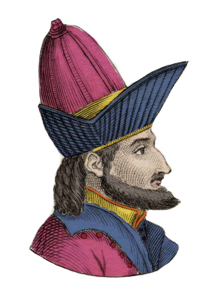 Porträtt av Konstantin XI (eller XII) paleolog, känd som Dragases (Konstantin XI Palaiologos) (1404-1453), bysantinsk kejsare. Gravyr av 1800-talet. av Unknown artist