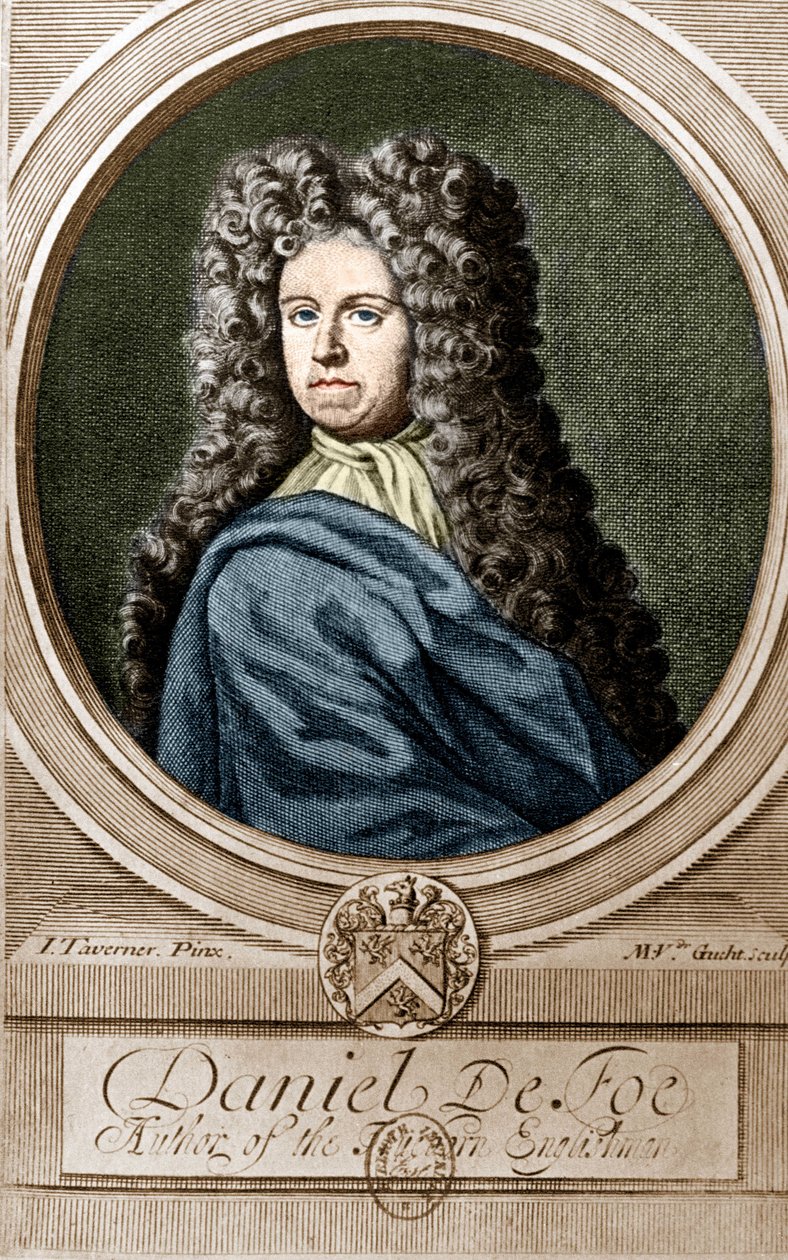 Porträtt av Daniel de Foe eller Defoe (1660 - 1731), engelsk författare och journalist, författare till romanen "Robinson Crusoe". av Unknown artist