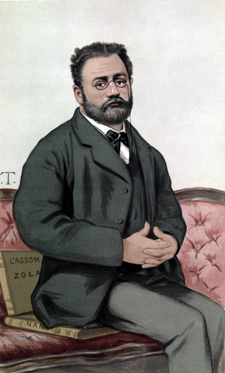 Porträtt av Emile Zola (1840-1902) - i "" Vanity Fair""" av 1880-01-24. av Unknown artist