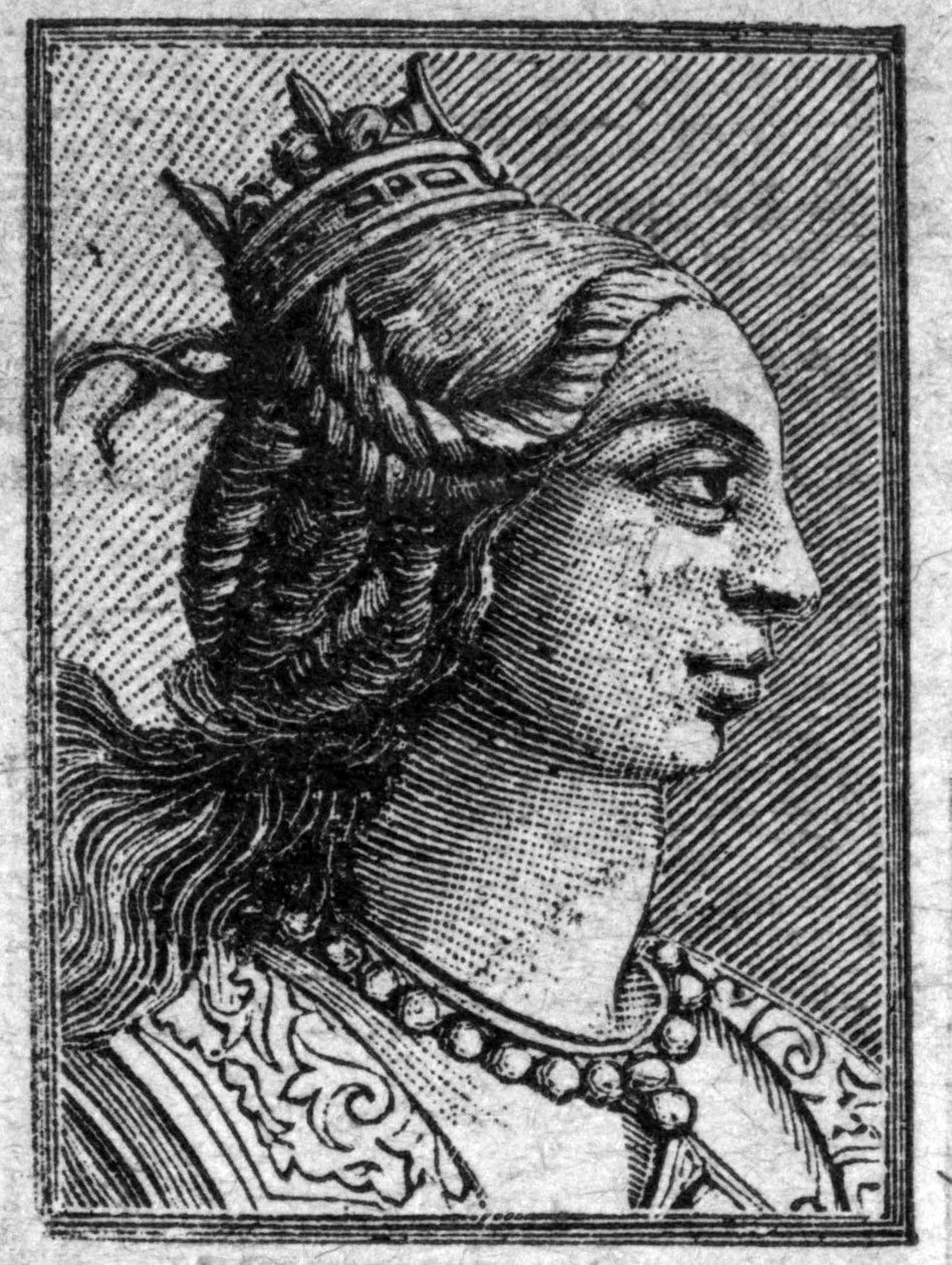 Porträtt av Emma dotter till Lotharia II, kung av Italien, hon gifte sig med Lothaire 966. de fick ett barn Ludvig V sist karolingiske kung. av Unknown artist