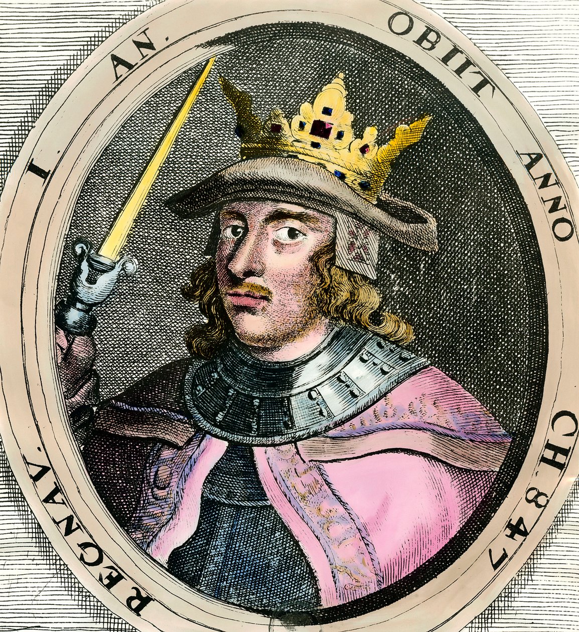 Porträtt av Erik (Erik) I Eigod (1056-1103) Kung av Danmark Gravyr från 1700-talet Privat samling av Unknown artist
