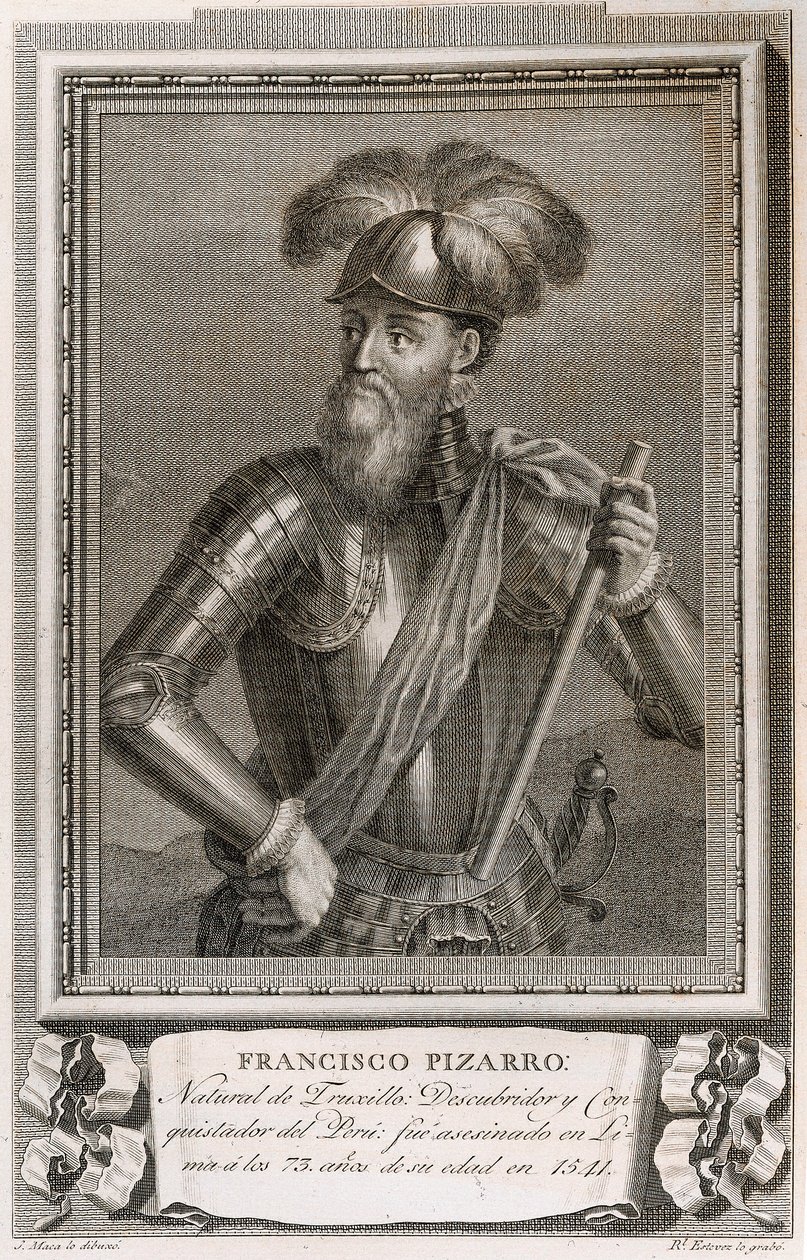 Porträtt av Francisco Pizarro (gravyr) av Unknown artist